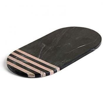 Kave Home - Tabla de Servir Ovalada Brontwell mármol Gris Oscuro y Rosa