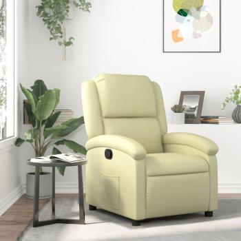Sillón reclinable de cuero auténtico crema Vidaxl