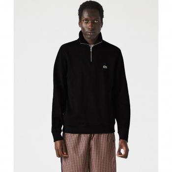 Lacoste Men's High Neck Half Zip Black Cotton Sweatshirt Size S