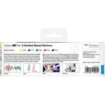 Estuche 5 Rotuladores ABT PRO Base Alcohol Tombow Colores Primarios