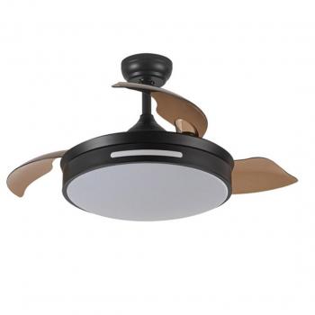Ventilador de techo con motor DC modelo Micenas L acabado Negro, 3 aspas, LED integrado de 72W, 7200 lúmenes con CCT regulable en 3 temperaturas y memoria de color, mando a distancia incluido