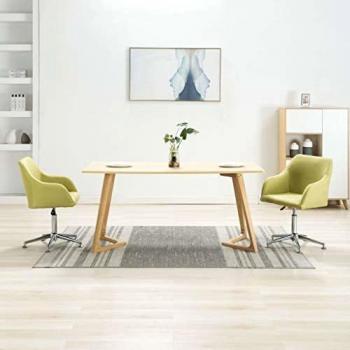 Green Fabric Swivel Dining Chair Set of 2