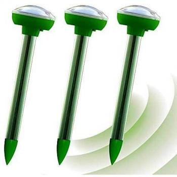 ISOTRONIC® Solar Ahuyentador de topos, Efectivas vibraciones por ultrasonido contra ratón, rata, hormiga, topillo, serpiente - Repelente de alta frecuencia para exteriores - Paquete de 3 piezas