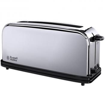 Tostadora Russell Hobbs Victory - Ranura Larga y Ancha para 2 Rebanadas, Bandeja Recogemigas, Calientapanecillos, Funciones Cancelar y Descongelar, Acero Inoxidable - Modelo 23510-56