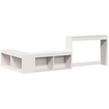 Mueble con escritorio madera maciza pino blanco 232x112x75 cm