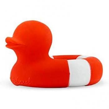 Oli & Carol - Juguete Baño de Caucho Natural, Flo The Floatie, Rojo, 10 cm