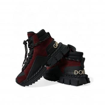 Dolce & Gabbana Burgundy Super King High Top Men Sneakers Shoes - EU39/US6