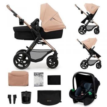 Silla de Coche 3 en 1 Kinderkraft MOOV2, EVA, Mink PRO I-Size, Sistema de Viaje para Bebés desde el Nacimiento hasta los 3 Años