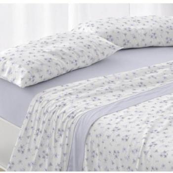 Juego de Sábanas Burrito Blanco Dorvel 864 Estampado Flores Azul 105 cm
