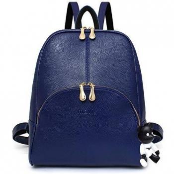 DEERWORD Mujer Bolsos Mochila Vestir Antirobo Pequeña Cuero Hombro Piel de PU Casual Bandolera Azul