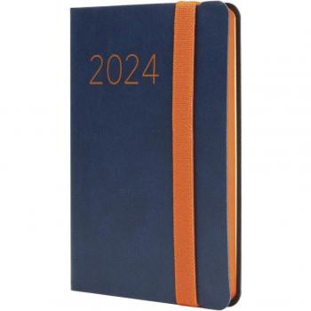 Agenda Encuadernada 2024 Flexi Lisa F2 - 82x127mm Semana Vista Horizontal Finocam Azul Multilingüe Enero-Diciembre (12 Meses)