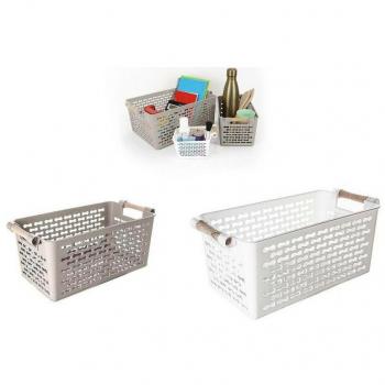 Cesta multiusos con asas de madera de 26x14.5 - Confortime