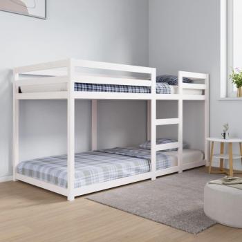 Litera blanca 90x200 cm en madera maciza de pino