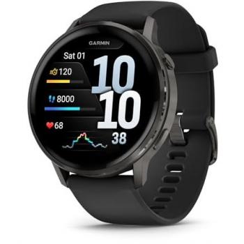 Garmin Venu 4 - Smartwatch 45 mm con pantalla AMOLED, GPS integrado y correa de silicona negra