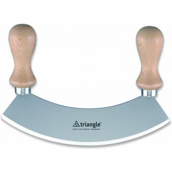 TRIANGLE 23cm Single Hachoir/Mezzaluna Herb Chopper-Light Wood Handle HI423123N, Madera, Plateado, 23 cm