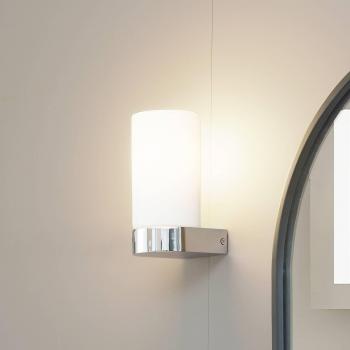 Aplique de baño Basolo en cromo, altura 17,2 cm, cristal