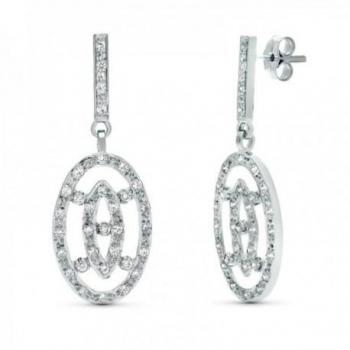 Pendientes Inmaculada Romero Ovalados Oro Blanco 18k con Circonitas y Barras Verticales de 38mm.