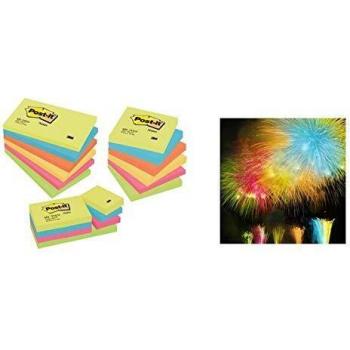 Post-it Notas Adhesivas Neon, 76 x 127 mm, Pack de 6 Blocs, Colores Surtidos