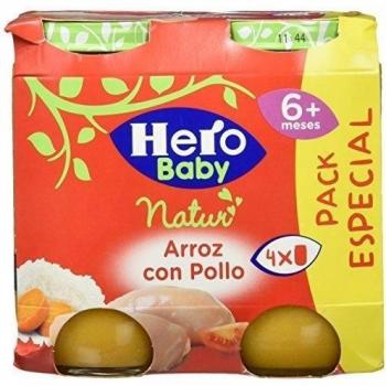Hero Baby Delicioso Arroz y Pollo Suave - Pack de 4 Tarros, 940 gr