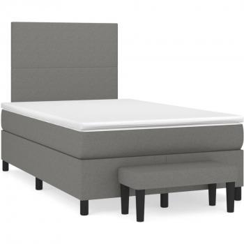 Cama box spring suave con colchón gris oscuro 120x190 cm tela