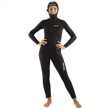 Traje Húmedo de Buceo SEAC Club Lady 5 mm con Capucha Integrada, Protectores Powertex en Hombros, Rodilleras y Zona Lumbar, Mujer, Negro, XS