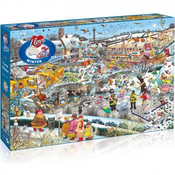 I Love Winter 1000 Piece Jigsaw Puzzle | Mike Jupp | Cartoon Jigsaw Puzzle | Premium 100% Recycled Board | Great Gift for Adults | Gibsons Games
