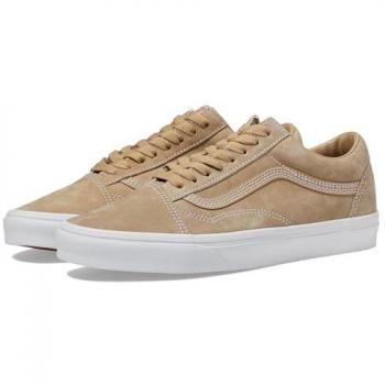 Vans - Zapatillas casual unisex Old Skool, color beige y blanco, material de gamuza de cerdo, talla 39 (8.5 Women/7 Men)