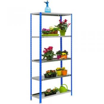 Estantería Simon Garden Comfort 5/400 Azul/Galva - Estantería de Jardín, Galvanizado, Grande, 5 Niveles, Capacidad de Carga 100 kg, Metal, Dimensiones: 180