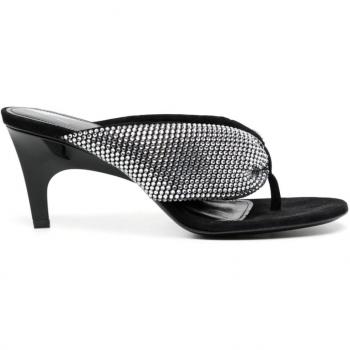 The Attico Women's Strass Embellished Thong Sandals in Silver, Size 37, Heeled Mules, Black, Size 7 US Silver Rhinestone High Heel Sandals
