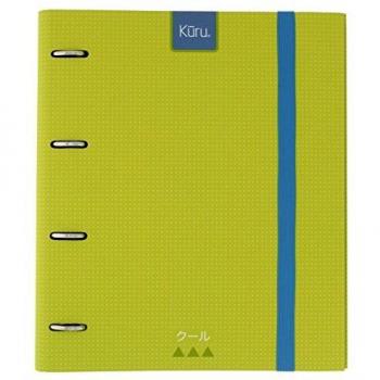 Grafoplás 88102120－Carpeta de anillas troqueladas A4 Kuru, color verde, tacto extra suave. Inlcuye sobre transparente, 4 separadores y 100 hojas de 90g