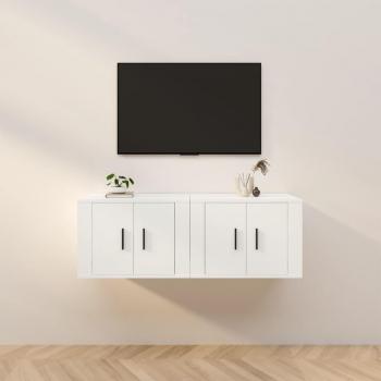 Muebles para TV de pared vidaXL 2 uds blanco 57x34,5x40 cm, Mueble de salón, Mesa de TV
