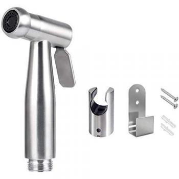 Rociador bidet/rociador manual de acero inoxidable con gancho, fácil de instalar, para higiene personal y rociador de inodoro