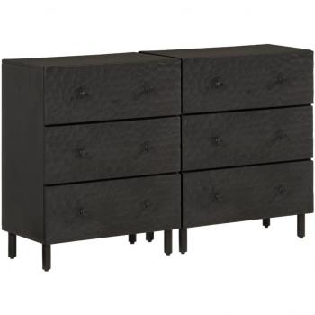 Armarios auxiliares 2 pzas madera maciza mango negro 60x33x75cm Mueble de Almacenaje de Salón, Buffet para salón, Armario Auxiliar, Armario de Almacenamiento Vidaxl Negro