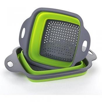 Colador plegable de la cocina plegable 2 piezas cuadradas Lavabo plegable para arriba Tazón de fuente del filtro del silicón Filtro cesta 2 tamaños