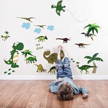 Walplus AY7008 Paquete combo de dinosaurio grande, más JM8195, adhesivo mural de dinosaurio, multicolor