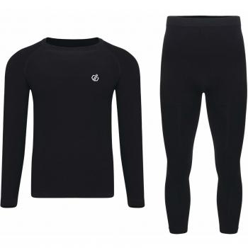 Dare2b In The Zone Ergonomic Body Map Fit Fast Wicking & Quick Drying Anti-Bacterial Performance Base Layer Set with Seam Smart Seamless Technology, Hombre, Black, L