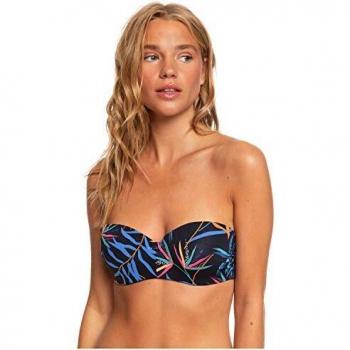Roxy Lahaina Bay - Top De Bikini Bandeau Moldeado para Mujer Conjunto De Bikini Bandeau, Mujer, Anthracite Wild Leaves s, L