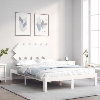 Cabecero de cama blanco 120x200 cm con estructura de madera maciza Vidaxl