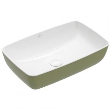 Lavabo rectangular sobre encimera Villeroy & Boch Artis 58x38 cm color verde salvia sin agujero para grifo y sin desagüe
