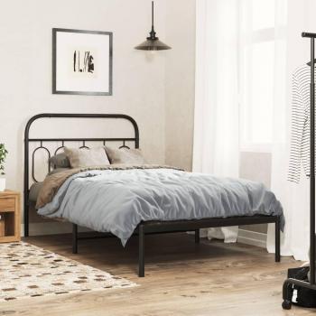 Cama individual con cabecero de metal negro 100x190 cm