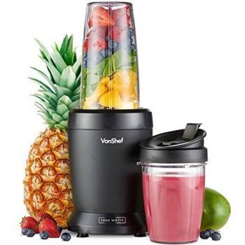 VonShef UltraBlend Licuadora Batidora de Vaso 1000W- Incluye Vaso Grande de 800ml, Vaso de 500ml y 2x Tapas - para preparar Bebidas Deportivas, Batidos de Proteínas, Jugos de Fruta y más
