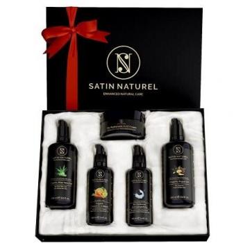 Caja de Regalo Antiedad Orgánico Edición Premium Vegano para día de la madre 700ml- Serum Facial Antiarrugas Ácido Hialurónico + Serum Vitamina ACE, Crema Facial, Gel de Aloe Vera, Aceite de Argán
