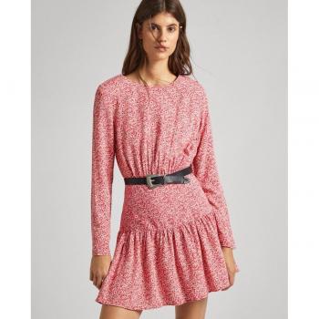 Vestido Britney Rojo Mujer - Pepe Jeans con Estampado Floral y Cintura Fruncida
