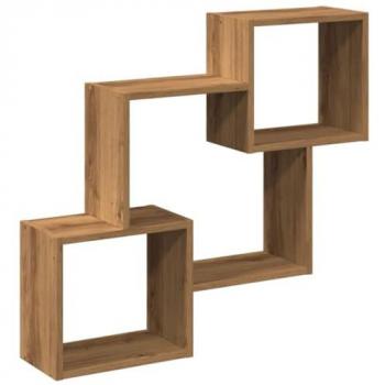 Armario de pared madera ingeniería roble artesanal 78x18x71 cm