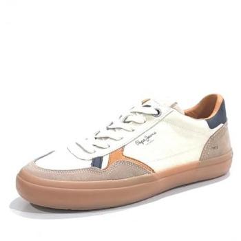 Zapatillas Pepe Jeans Travis Retro Chalk Blanco Hombre, características: diseño retro, color blanco con detalles en crema y marrón, modelo bajo, talla 42