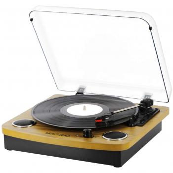 MUSITREND Tocadiscos Tres Velocidad 33/45/78 con Altavoz EstéReo Integrado Puerto De Conector RCA Soporte éLectrophone De GrabacióN MP3 Hecho De Madera Natural