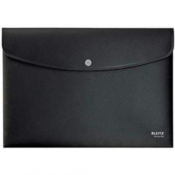 Leitz Sobre para Documentos A4 con Solapa de Cierre, Capacidad para 60 Hojas, 100% Reciclable, Plástico Opaco, Respetuoso con el Medio Ambiente, Gama Recycle, Negro, 46780095