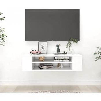 Mueble de TV colgante contrachapada blanco 100x30x26,5 cm
