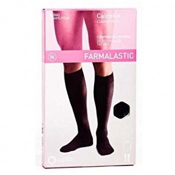 Calcetín Farmalastic Compresión Normal Negro Talla M (Tobillo 22-23 cm, Pie 31-36 cm) Médico Elasticado