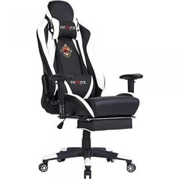 Ficmax Silla ergonómica para Juegos Silla para computadora con Masaje de Soporte Lumbar, sillas de Juego para E-Sports para Jugador, Silla de Oficina con reposapiés y para reposacabezas